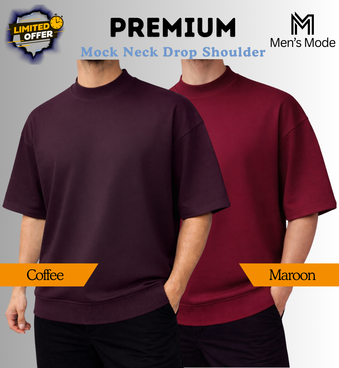 Mock Neck Drop Shoulder