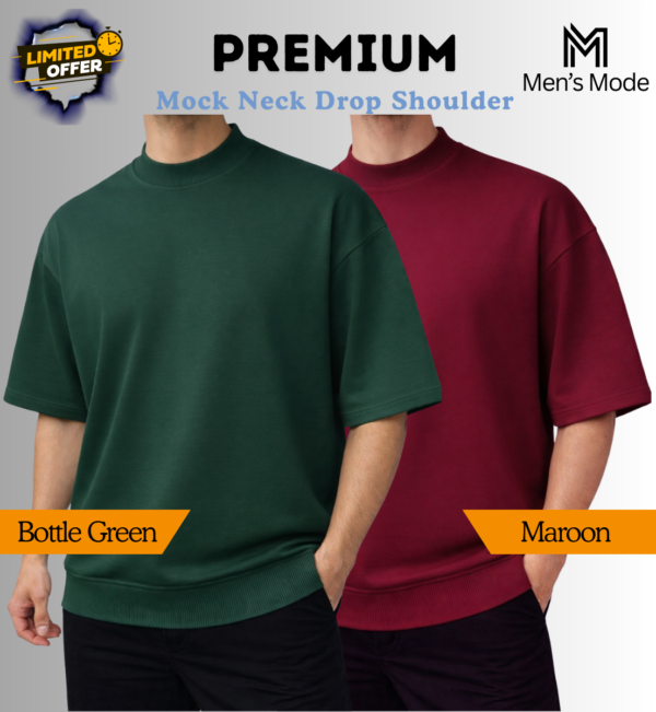 Mock Neck Drop Shoulder