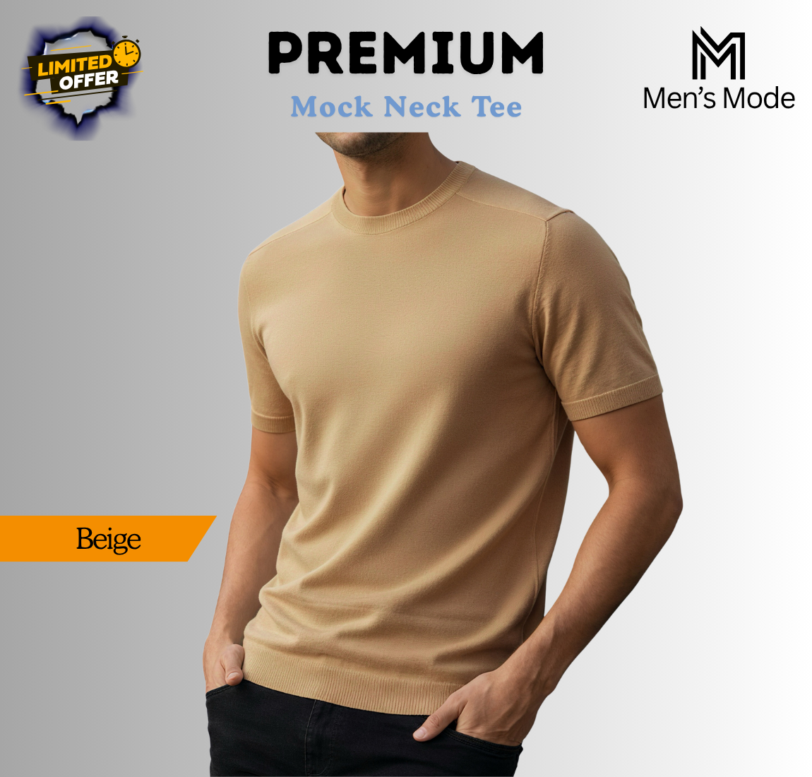 Premium Mock Neck Basic T-Shirt