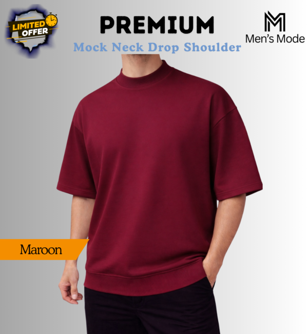 Mock Neck Drop Shoulder