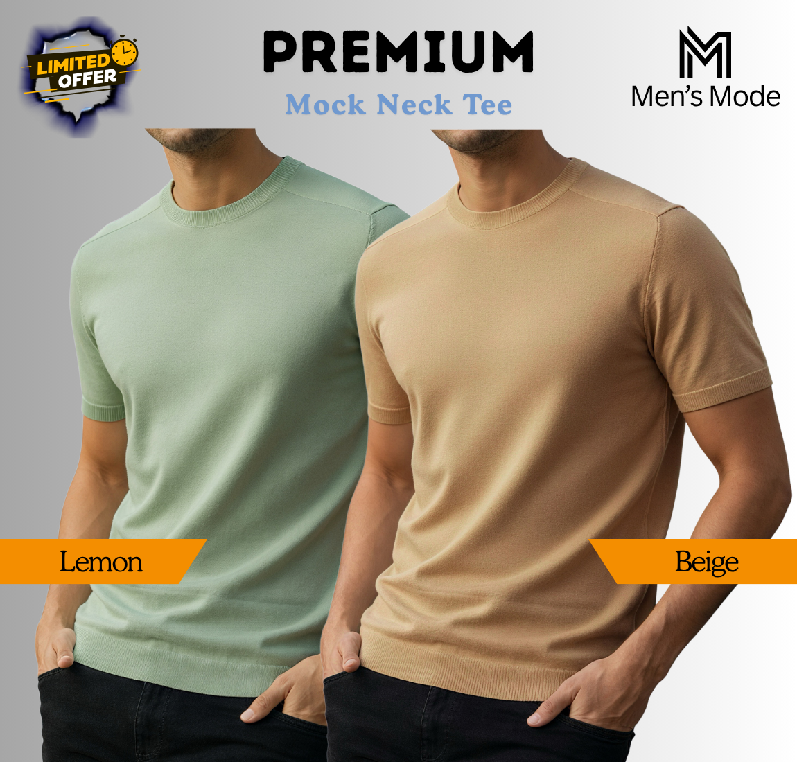 Premium Mock Neck Basic T-Shirt