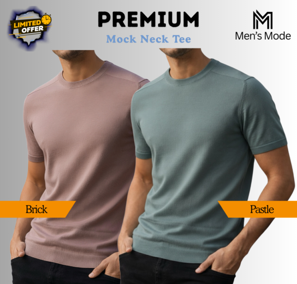 Premium Mock Neck Basic T-Shirt