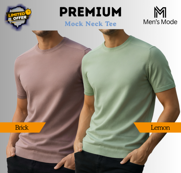 Premium Mock Neck Basic T-Shirt