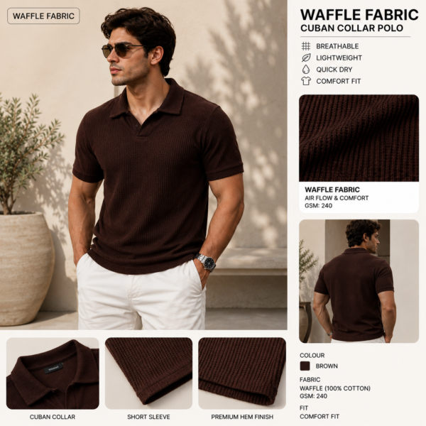 Premium Waffle Cuban Polo