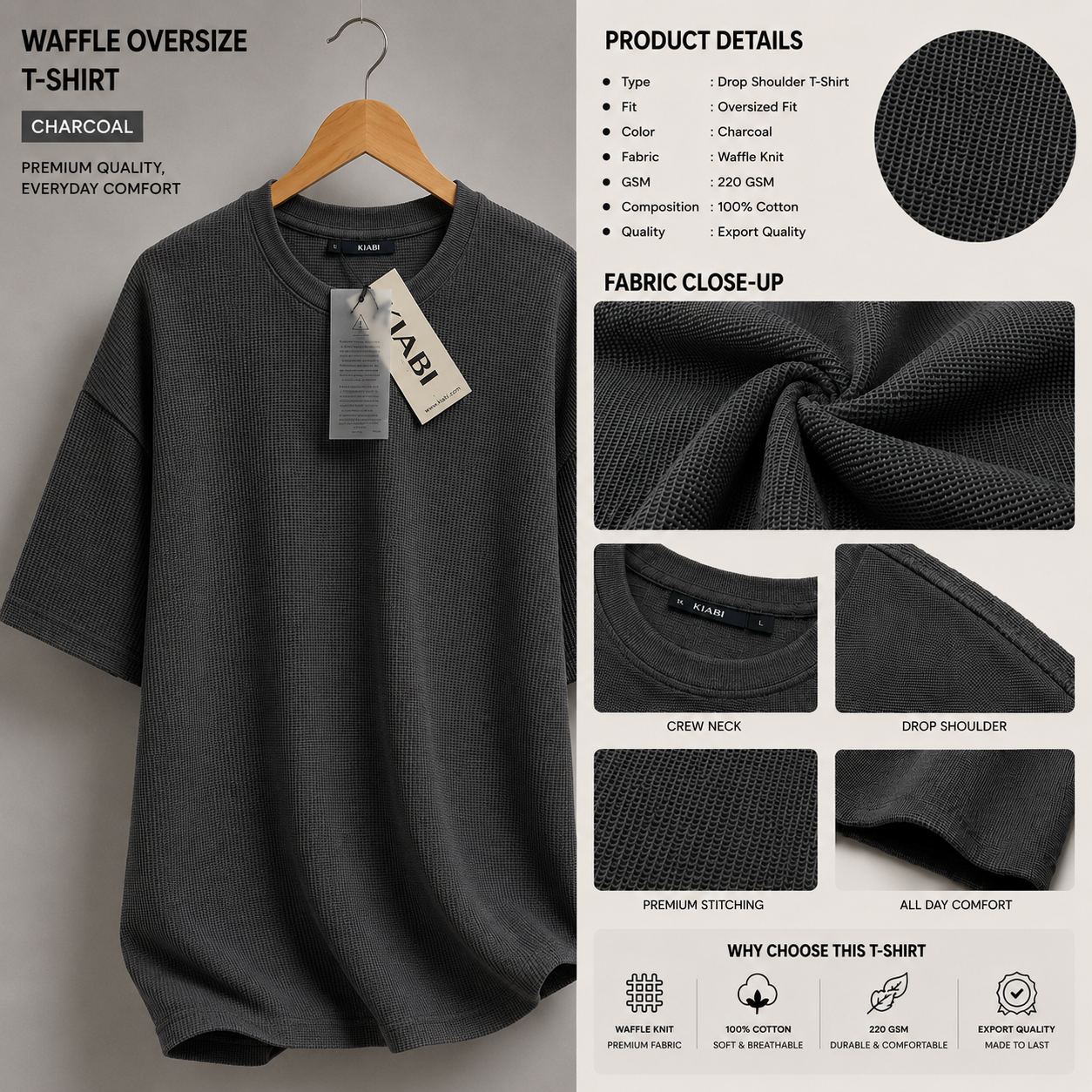 Premium Waffle Drop Shoulder