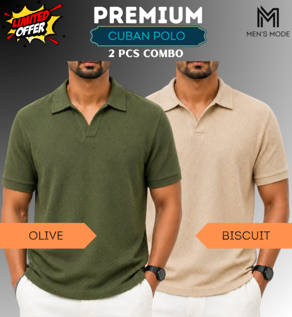 Premium Waffle Cuban Polo