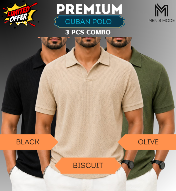 Premium Waffle Cuban Polo