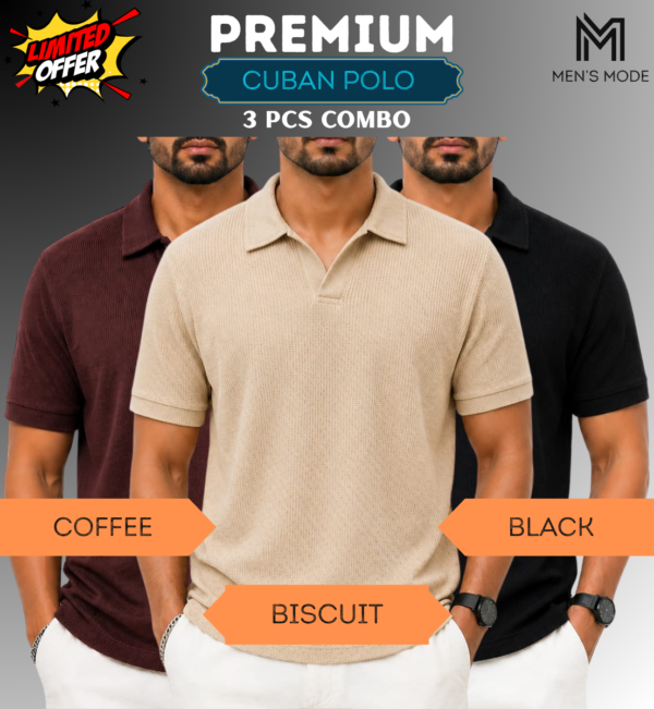 Premium Waffle Cuban Polo