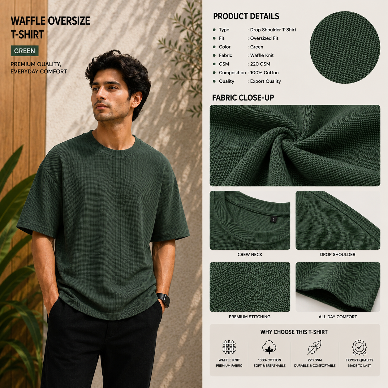 Premium Waffle Drop Shoulder