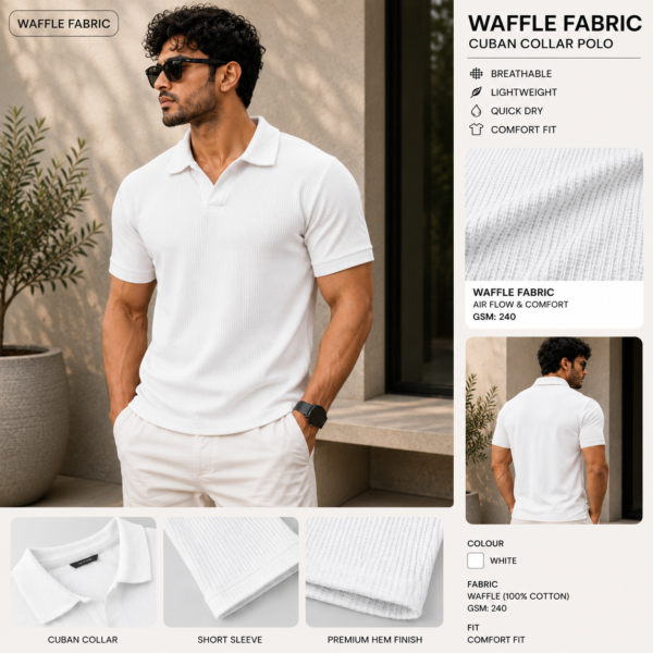 Premium Waffle Cuban Polo