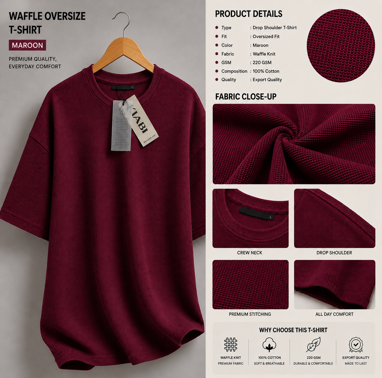 Premium Waffle Drop Shoulder