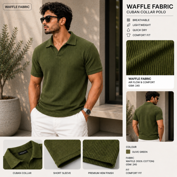Premium Waffle Cuban Polo