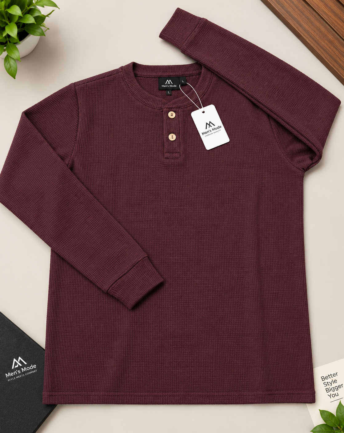 Premium Henley Full Sleeve T-Shirt - Image 2