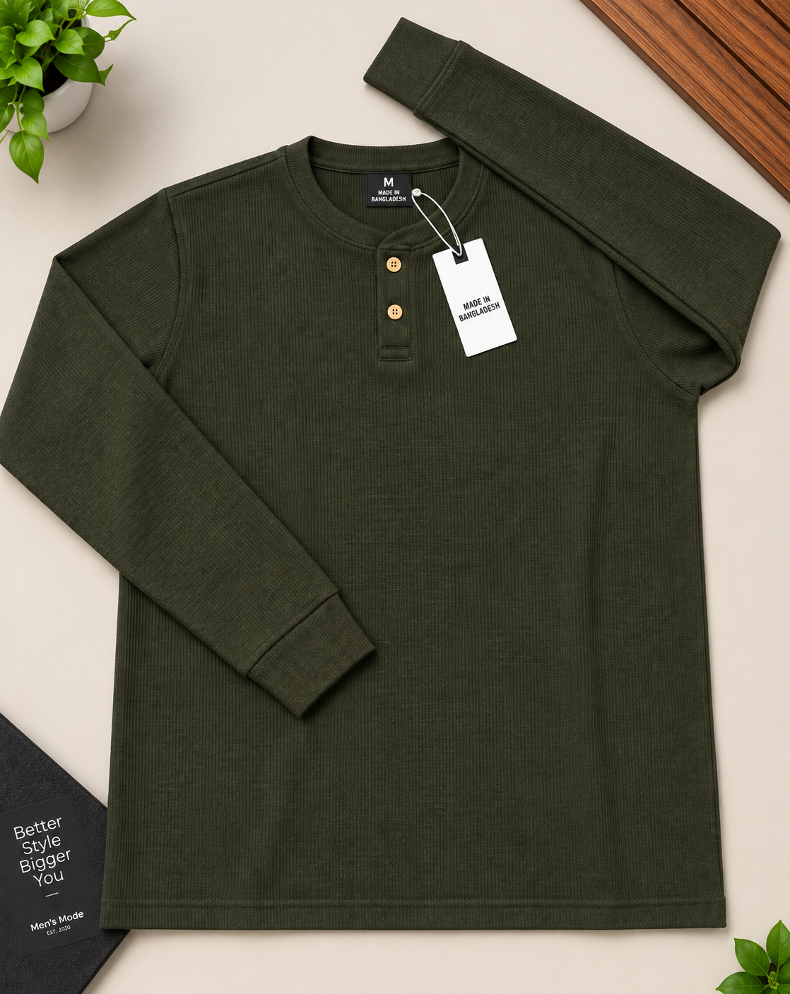 Premium Henley Full Sleeve T-Shirt - Image 2