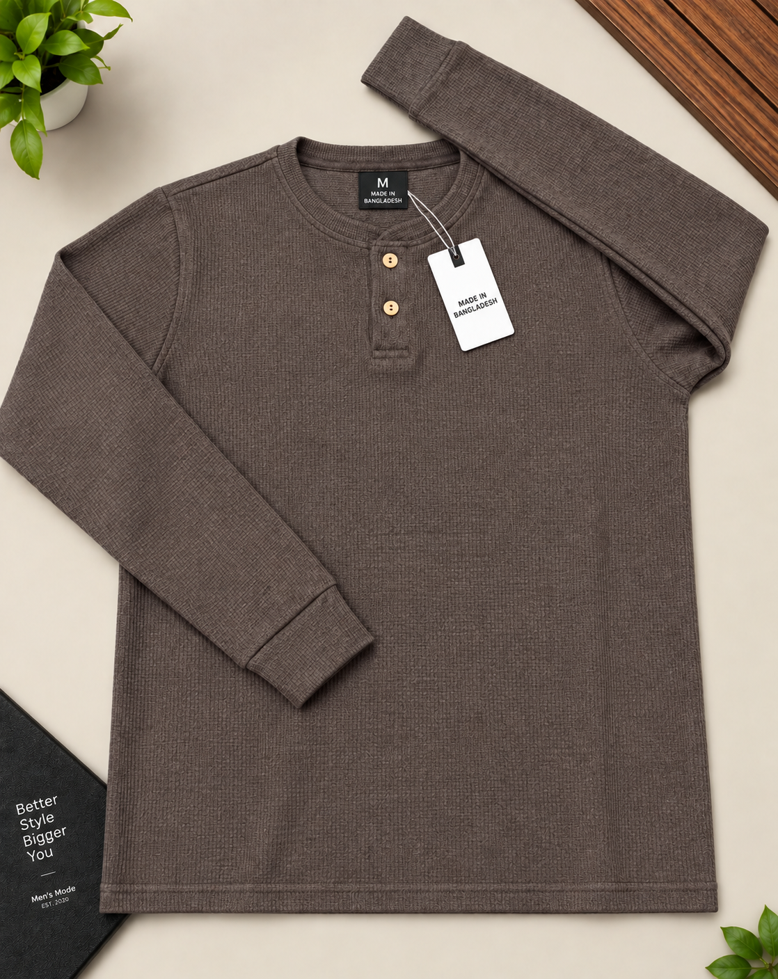 Premium Henley Full Sleeve T-Shirt - Image 2
